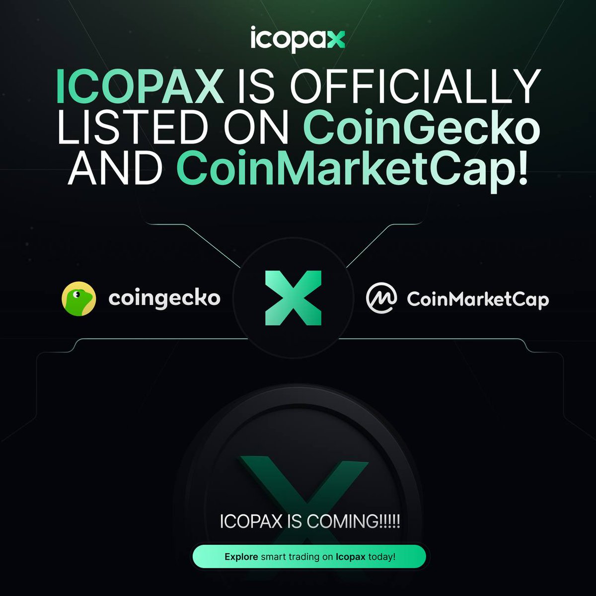 Double Listing Achievement! 

We’re excited to announce that ICOPAX ($IPAX) is now officially listed on <a href="/CoinMarketCap/">CoinMarketCap</a>  and <a href="/coingecko/">CoinGecko</a>, two of the biggest crypto tracking platforms in the world! 

✅ Track live prices
✅ Monitor market data
✅ Join the global spotlight. 🌍

This