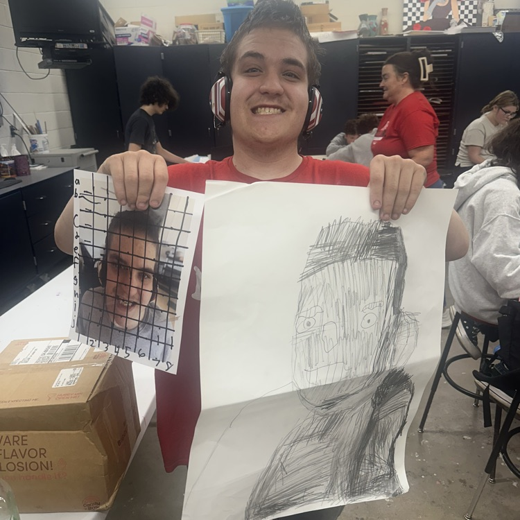 BHSBigReds's tweet photo. Mr Schmidli's students are crushing it in Ms. Ritchea's art class with their self portraits. #LetsGoReds https://t.co/cgnQ4gChPD