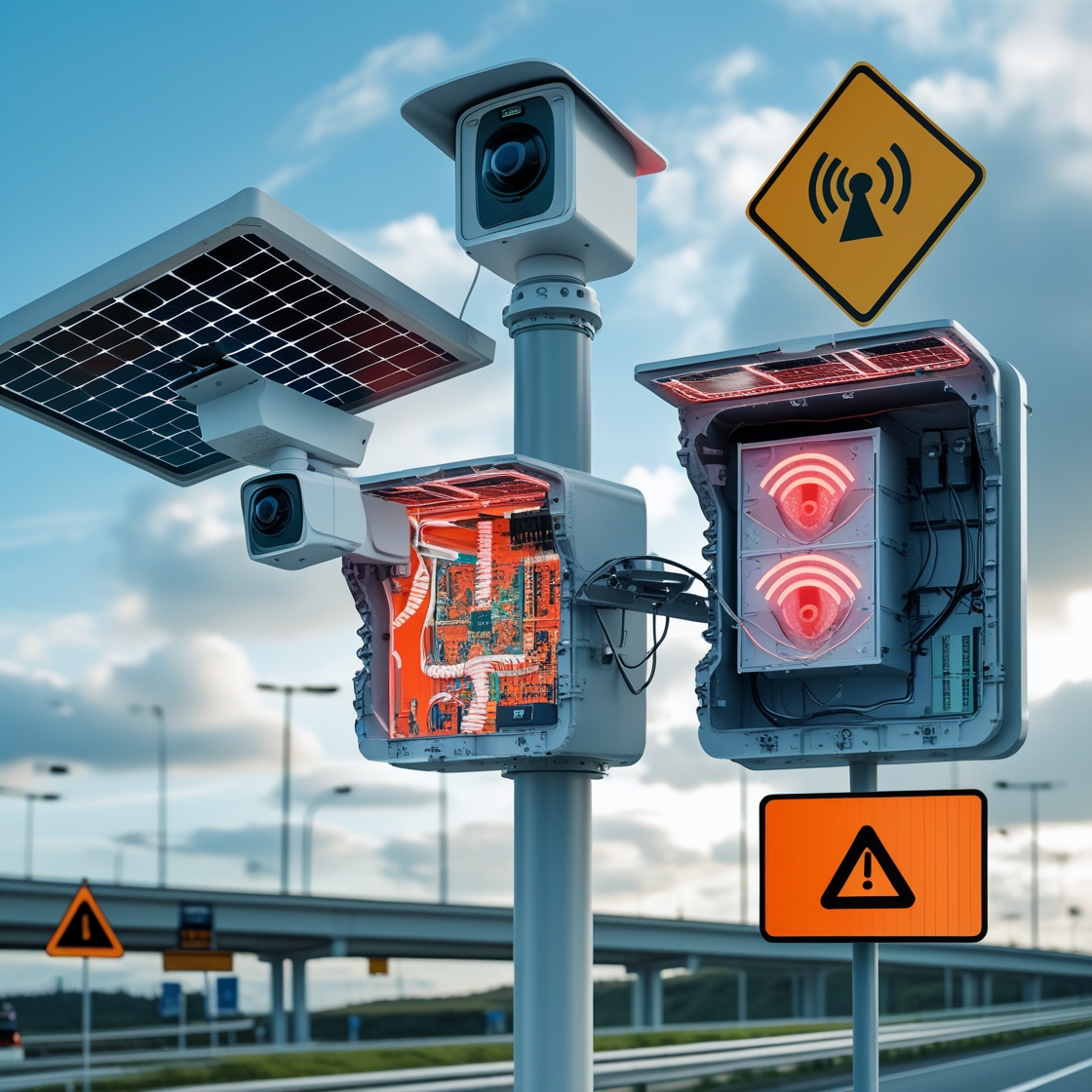 cybertipsguide's tweet image. Security alert: Hidden radios have been found in solar-powered highway devices—like cameras & EV chargers—undocumented by manufacturers. These could allow remote access or data leaks. Audit your critical infrastructure now! #Cybersecurity #IoTSecurity #SolarTech
