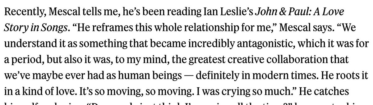 Ian Leslie (@mrianleslie) on Twitter photo Gratified to learn from <a href="/RollingStone/">Rolling Stone</a> that Paul Mescal is reading 'John & Paul' in preparation for playing Macca. Gratified to learn from <a href="/RollingStone/">Rolling Stone</a> that Paul Mescal is reading 'John & Paul' in preparation for playing Macca.