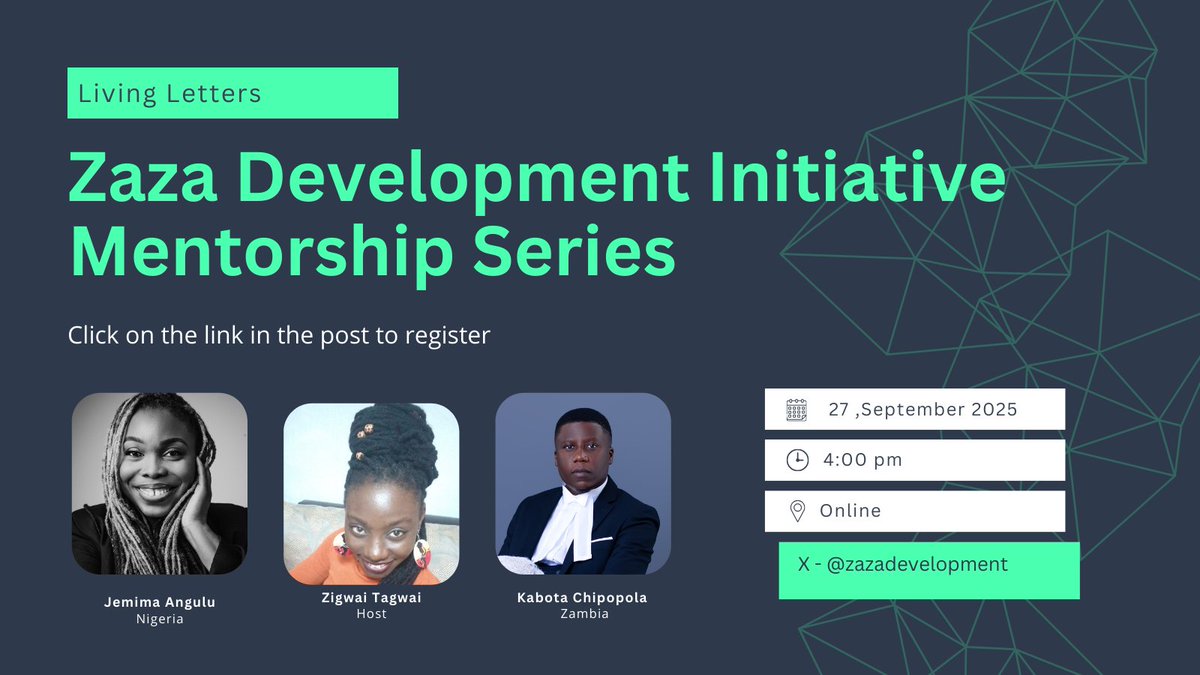 It's a new week and a good time to be intentional about your choices. 

Join us this month, for another exciting learning and networking opportunity, with exceptional Mentors from across Africa. 

Click forms.gle/zi9saetwuEKUBM… to register and share.
#TakeAction #ActiveCitizen