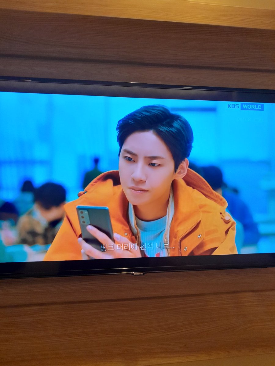 foudien's tweet photo. I open the tv in our hotel room and guess who showed up? 😂 there is no wei he's following me around https://t.co/CzTkNHKa6O