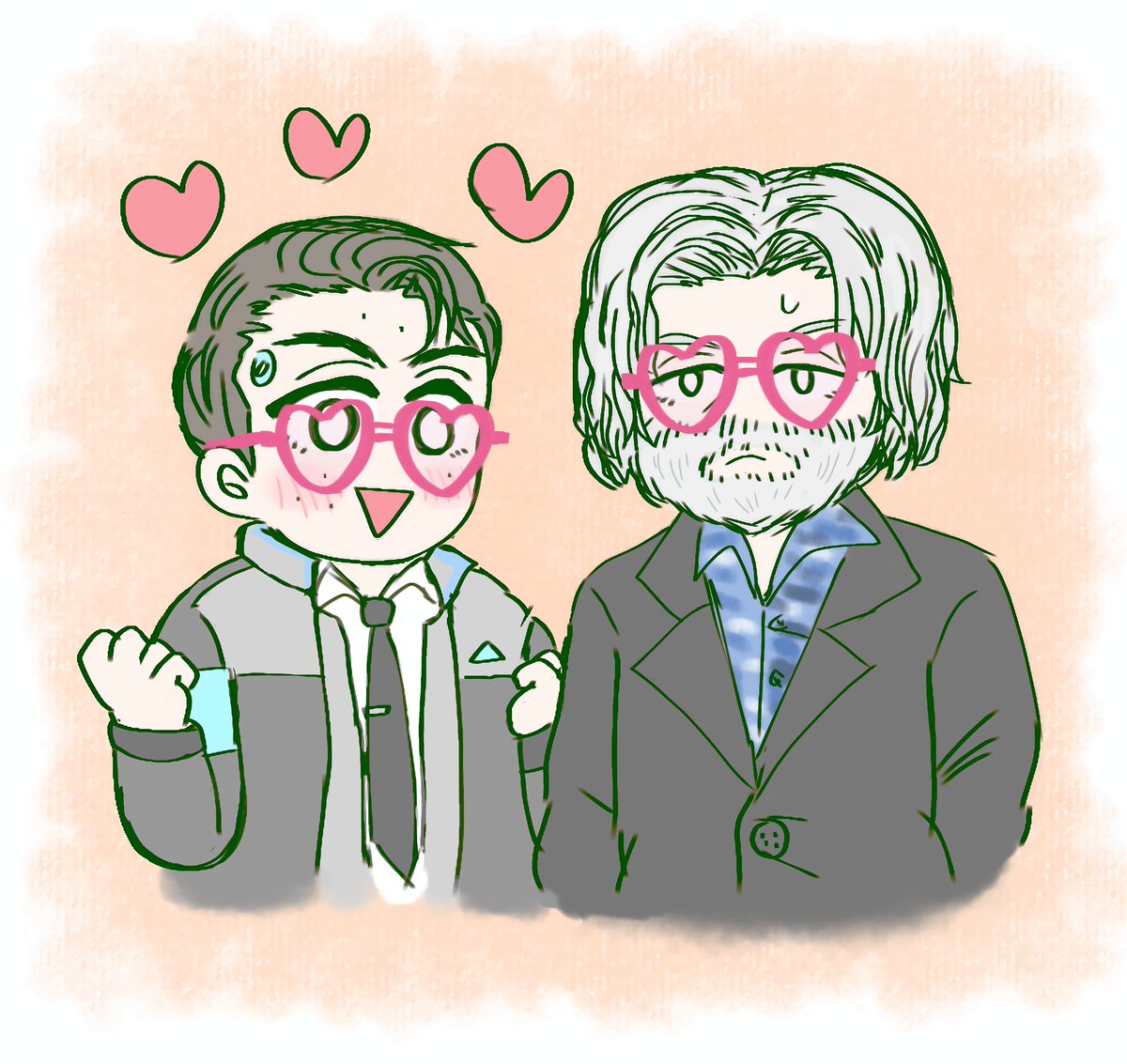 黒縁眼鏡コナーとの差分
ハート眼鏡コナーとお揃いでかけてるハンコナ♥️
#hankcon