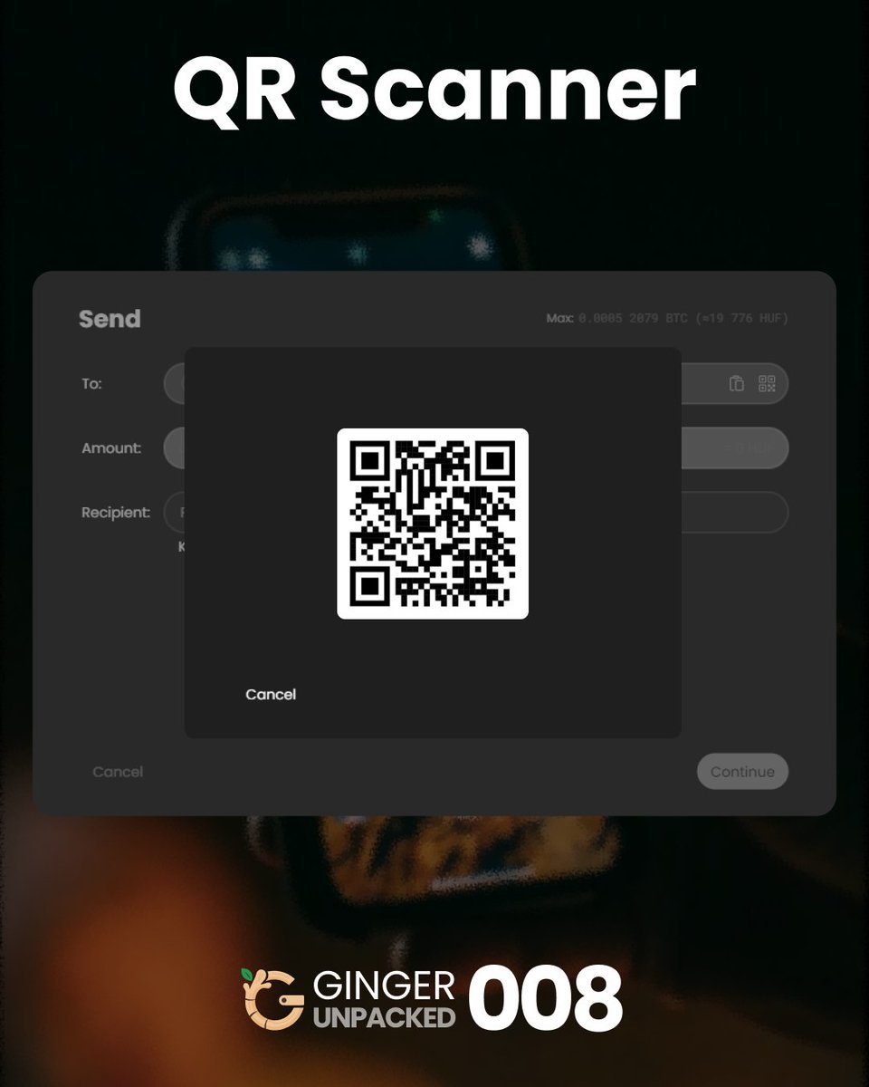GingerWallet's tweet image. 🚀 Ginger Unpacked 008: QR Scanner 🔑

For a smoother experience, Ginger Wallet includes a built-in QR scanner during the send process. 📲

Simply scan the QR code of an address, and you&apos;re ready to send. Fast and easy. 🔒

#GingerWallet #QRScanner #Bitcoin
