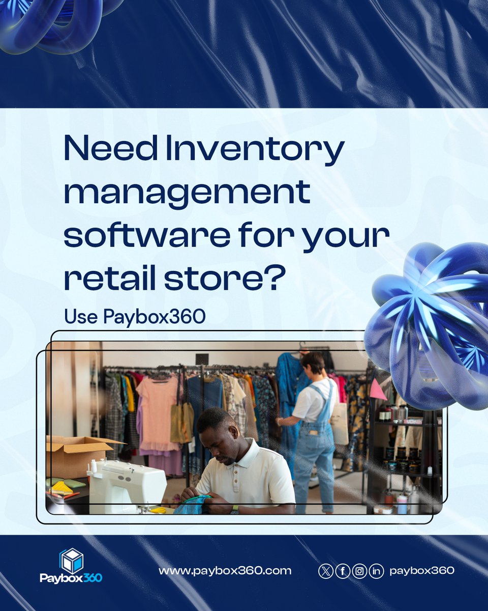 PayBox360's tweet photo. Running a retail store?
Managing inventory doesn’t have to be stressful.

With Paybox360 Inventory Management, you can:
✅ Track stock in real-time across all outlets
✅ Restock at the right time &amp; avoid shortages
✅ Simplify operations and boost profits

#Paybox360 https://t.co/b13u7KYUpx