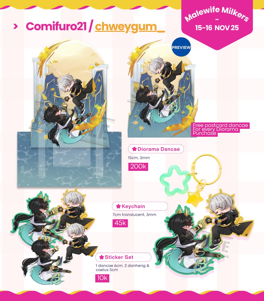 [ 🔁❤️ are appreciated ] 

We're open for #CF21 Pre-Order!!
🗓️September 15-25, 2025
💌Pick Up &amp; Mail Order
✨ALNST, ORV, HSR, ZB1, TBHX 
‼️Worldwide GO DM first
🔗form.jotform.com/250933699060059

#cf21catalogue #comifuro21 #CFXXI 
[1/3]