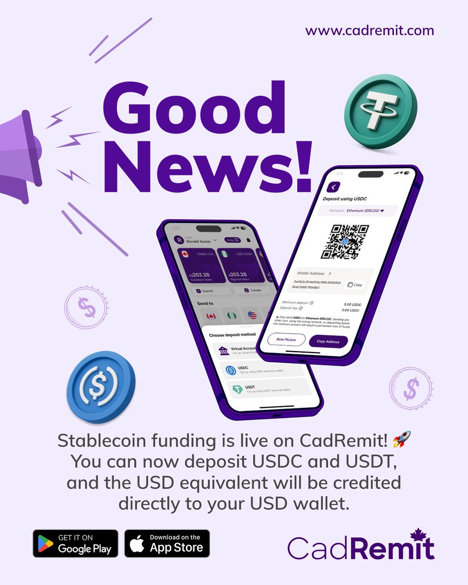 One more funding option for you to fund your USD wallet on CadRemit.