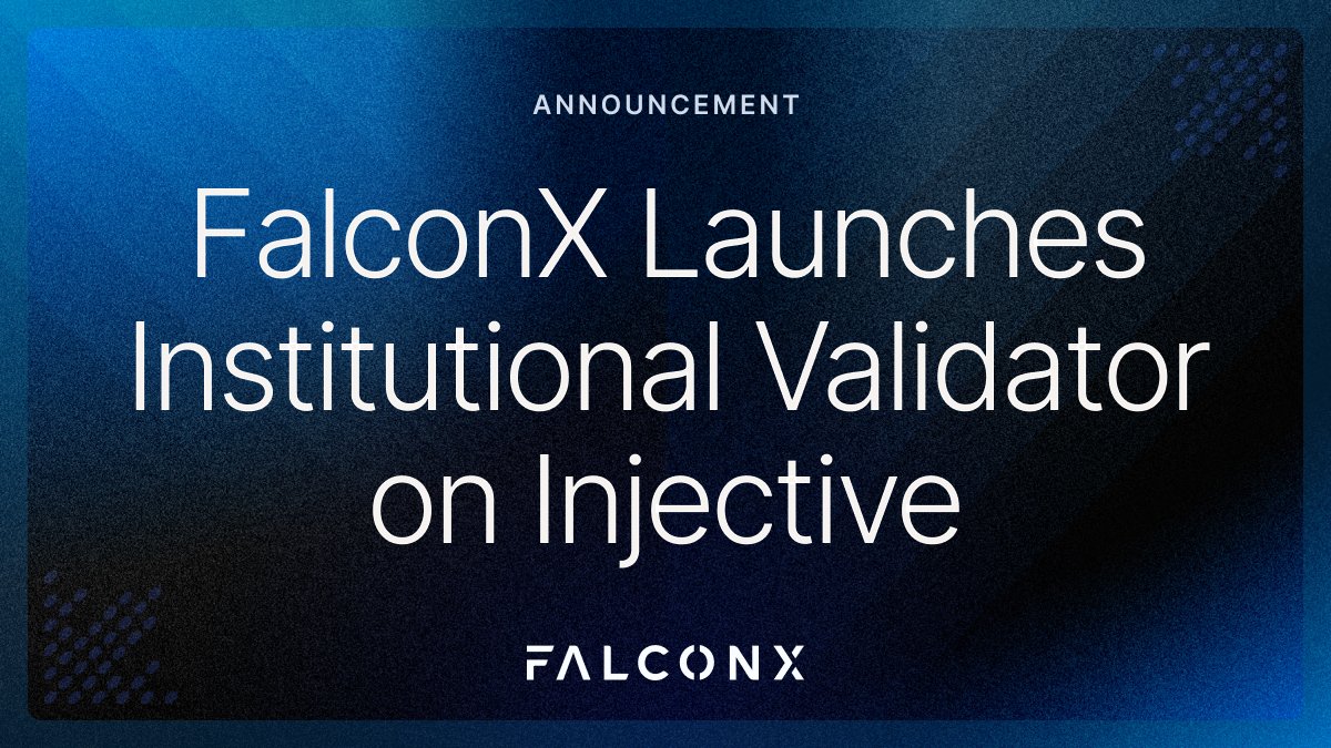 FalconX is expanding support for the Injective ecosystem with institutional-grade validator operations.

Institutions can now:
✓ Delegate to the FalconX validator to secure the Injective network
✓ Access INJ through the $100M Digital Asset Treasury initiative
✓ Leverage