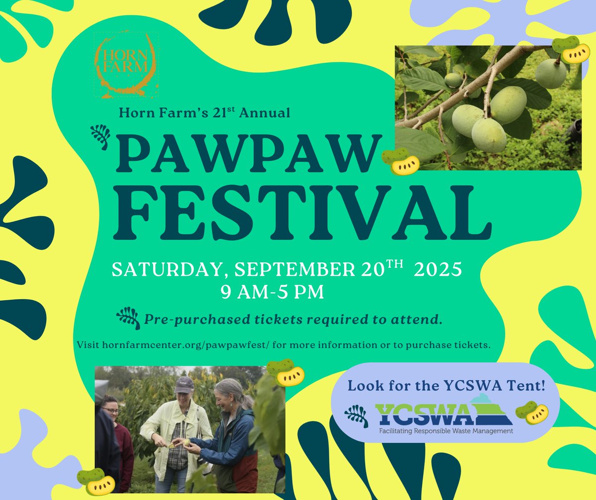 Horn Farm’s 21st Annual Pawpaw Festival will take place on September 20th and we are excited to be a vendor 
We hope to see you there!
#keepyorkcountycleanandsafe