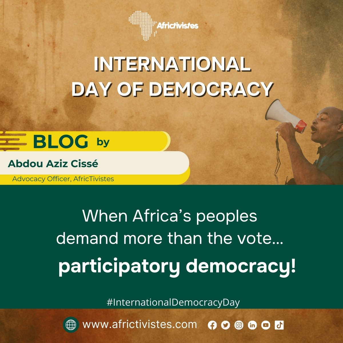 AFRICTIVISTES's tweet image. #JournéeDeLaDémocratie 

📢 En Afrique 🌍, la jeunesse dit non à une démocratie réduite au simple vote 🗳️.

Elle veut s’exprimer, surveiller, contester et co-construire.

Des mouvements citoyens aux #CivicTech 💻, un message s’impose : la démocratie dépasse le bulletin de vote :…