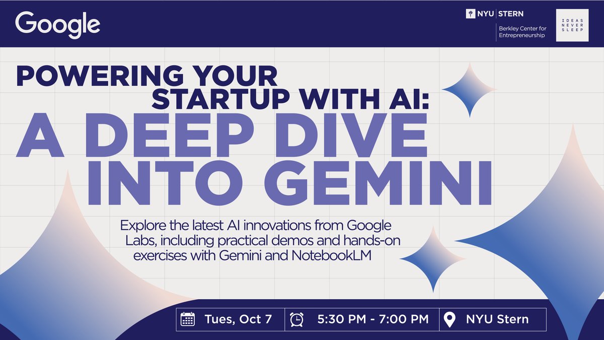 💡 AI is transforming how startups operate. Are you ready to scale smarter? 

Join us and Google for an exclusive AI workshop on 10/7 to learn how to optimize your venture using AI-powered tools!

🔗 Sign up now: luma.com/v1jn7o3j