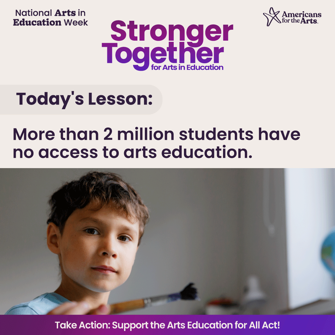 Hey Nebraskans - National Arts in Education Week shines a light on a critical gap: more than 2 million students have zero access to arts education. 

👉 Take action this #ArtsEdWeek: Tell Congress we’re stronger together for arts education. americansthearts.quorum.us/campaign/13893…