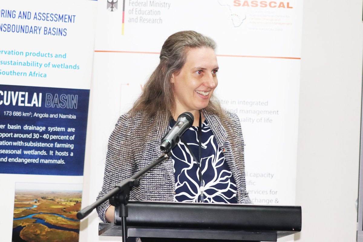 SASSCAL_ORG's tweet image. 🌍 Regional partnerships + science + innovation = real climate solutions.
At the #SASSCAL WeatherNet Handover and first day of WeMAST Phase II Stakeholders training, Head of Economic &amp;amp; Development Cooperation at the German Embassy in Botswana, Simone Goertz, praised SASSCAL as