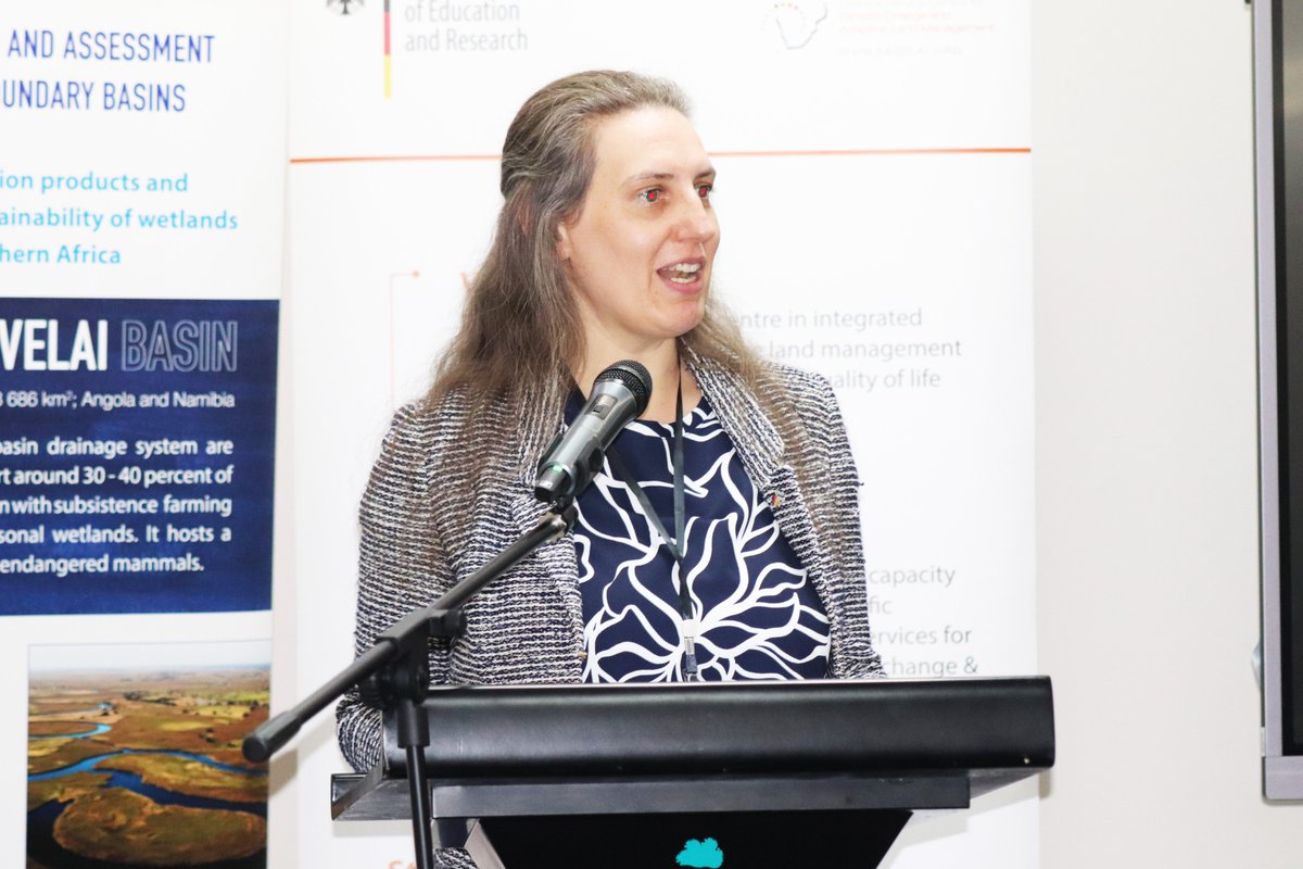 SASSCAL_ORG's tweet image. 🌍 Regional partnerships + science + innovation = real climate solutions.
At the #SASSCAL WeatherNet Handover and first day of WeMAST Phase II Stakeholders training, Head of Economic &amp;amp; Development Cooperation at the German Embassy in Botswana, Simone Goertz, praised SASSCAL as