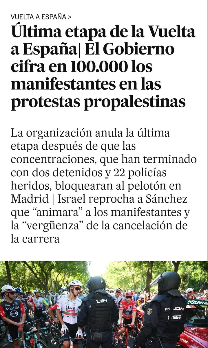 Movimiento Antirrepresivo De Madrid (@antirrepremad) on Twitter photo Solidaridad con las últimas detenciones en La Vuelta:
2 el jueves en Móstoles, militantes de <a href="/CJS_Madrid/">Madrid CJS</a> e <a href="/IzcaNacional/">Izquierda Castellana</a>
2 en Madrid.
El gobierno redobla la represión contra quienes realmente plantan cara al sionismo.
Aún así no pudieron impedir la victoria popular por Palestina. Solidaridad con las últimas detenciones en La Vuelta:
2 el jueves en Móstoles, militantes de <a href="/CJS_Madrid/">Madrid CJS</a> e <a href="/IzcaNacional/">Izquierda Castellana</a>
2 en Madrid.
El gobierno redobla la represión contra quienes realmente plantan cara al sionismo.
Aún así no pudieron impedir la victoria popular por Palestina.