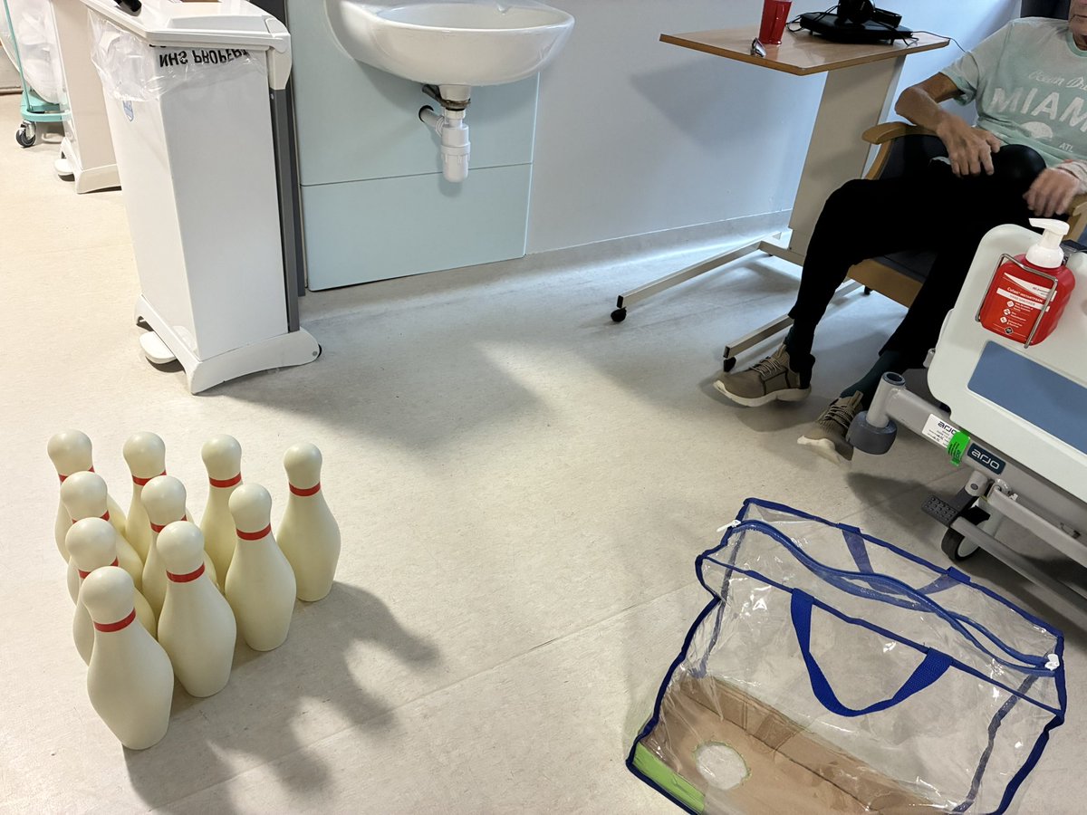 <a href="/BuryCO_NHS/">Bury Care Organisation</a> <a href="/lorna_beswick/">Lorna May Beswick</a> <a href="/nicrimm1/">Nic</a> <a href="/ExpTeamNCA/">Patient & Service User Experience Team NCA</a> this young man hasn’t been out of bed for over three weeks but couldn’t pass up the opportunity for a game of tenpin bowling 😁🎳  #physiohelp #recondition