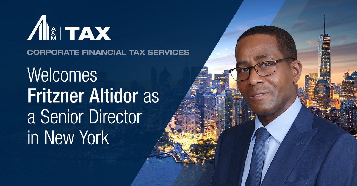 alvarezmarsal's tweet image. A&amp;amp;M Tax welcomes Senior Director Fritzner Altidor to our New York office. With 30 years of experience in the corporate financial services industry, he specializes in #taxplanning, #compliance, and #audits. Learn more about his background: okt.to/JZYx1d 
 
#AMon #Tax