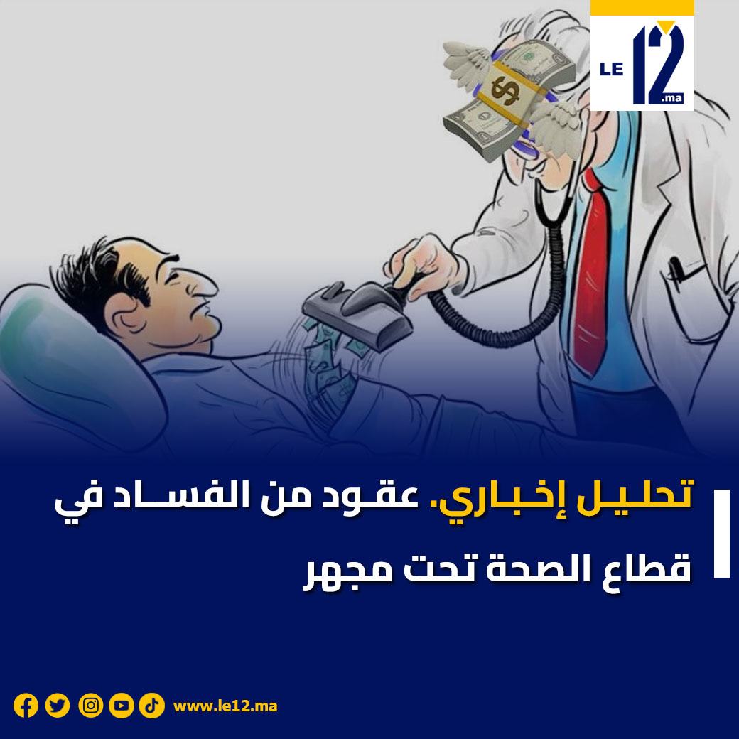 عقود من الفسـ.ـاد في قطاع الصحة تحت المجهر  
أطلقت الهيئة الوطنية للنزاهة والوقاية من الرشـ.ـوة ومحاربتهـ.ـا طلب عروض لإعداد خريطة متكاملة لمخاطـ.ـر الفسـ.ـاد داخل ثلاثة مجالات رئيسية بقطاع الصحة.

#صحة_المواطن #قطاع_الصحة #الشفافية #النزاهة #الصحة_العمومية #المغرب #نزاهة