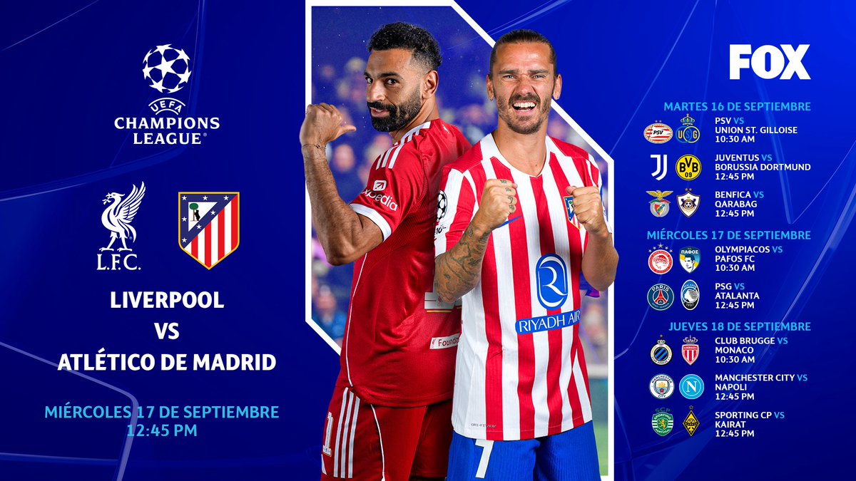 🔥  Más días. Más partidos. Más #Champions.

📺 Martes, miércoles y (por única vez) jueves vive la fase de liga de la UEFA Champions League en FOX y en la app Caliente TV.

🎙️ Con la previa y el post de <a href="/JoseHDonGoL/">Jose Hernandez</a> , <a href="/RICARDOMURGUIA/">Ricardo Murguía</a> , <a href="/raulmendezg/">Raúl Méndez</a> , <a href="/RicardoSalesE/">Ricardo Sales</a> y