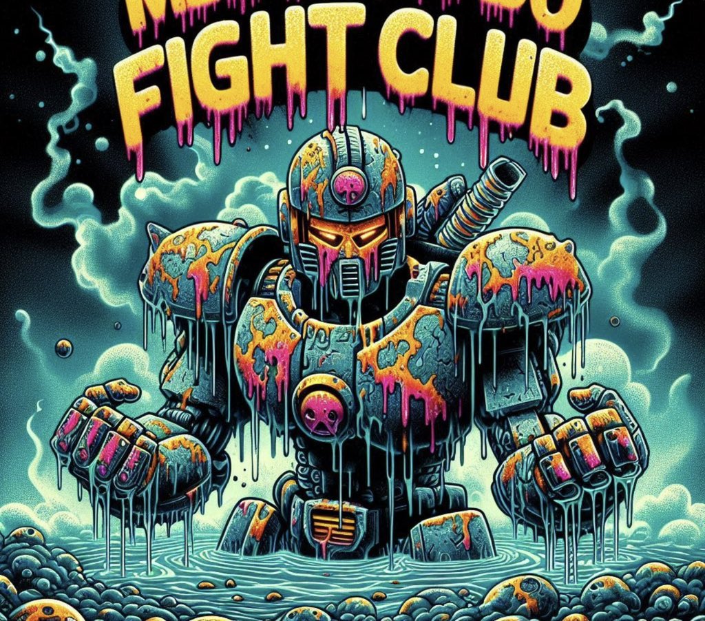 MetaroboFC's tweet photo. ⚔️ The MetaRobo Fight Club Lore begins!

First into the arena: Acid Bath Robo – a mech forged in corrosive labs, dripping with chemical fury. Every strike melts armor and fear alike.

Who dares face the Acid Bath Robo? 🧪💥
#NFTArt #DigitalArt #Web3Gaming https://t.co/tj0YLW9dEC