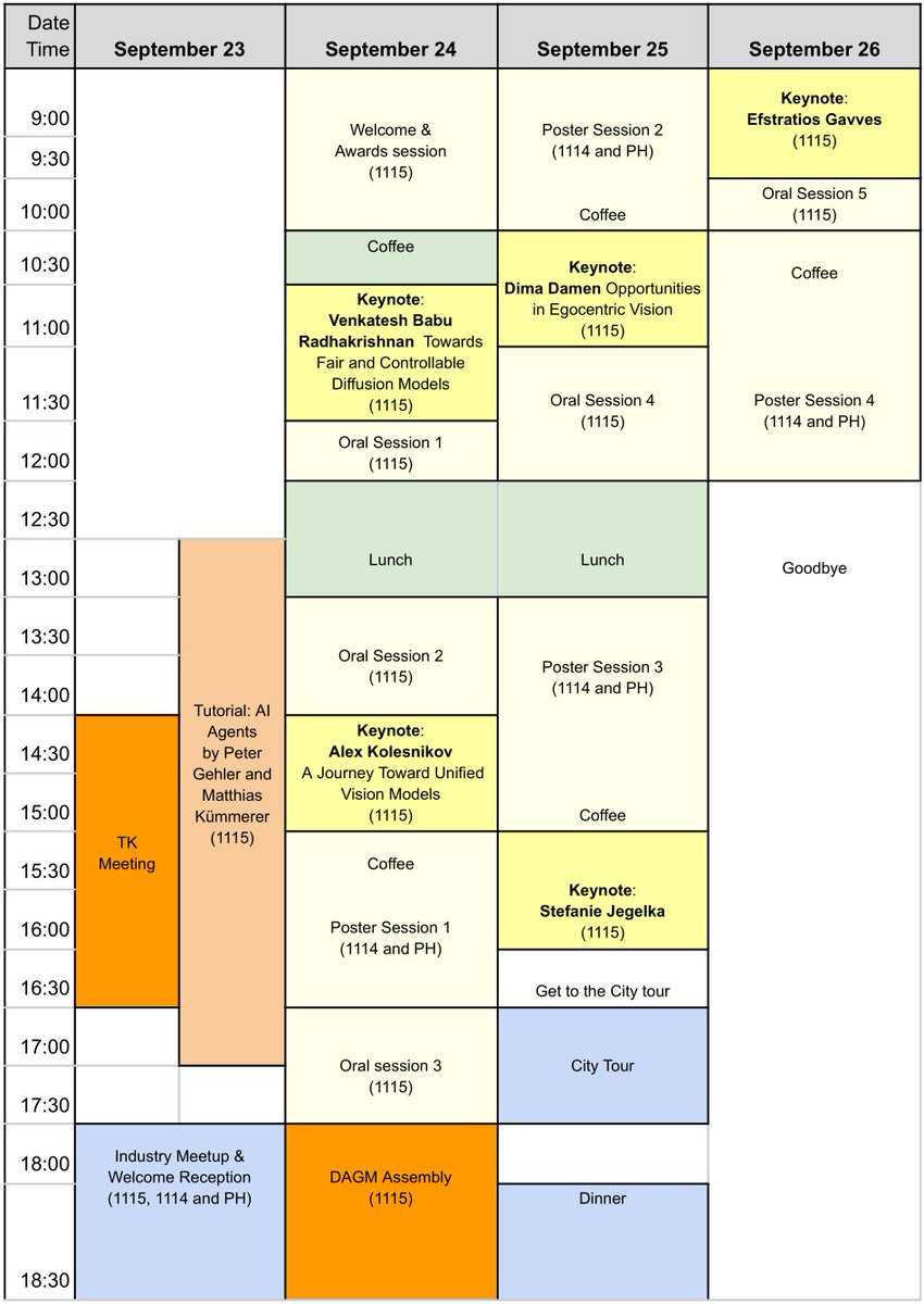 GCPR 2024 (@gcpr_by_dagm) on Twitter photo π’ The detailed program for GCPR 2025 is now online!
Check out the keynotes, sessions, and social events we have planned π
π Full program: dagm-gcpr.de/year/2025/progβ¦
π
 See you in Freiburg in Breisgau, Sept 23β26!
#GCPR2025 #ComputerVision #MachineLearning π’ The detailed program for GCPR 2025 is now online!
Check out the keynotes, sessions, and social events we have planned π
π Full program: dagm-gcpr.de/year/2025/progβ¦
π
 See you in Freiburg in Breisgau, Sept 23β26!
#GCPR2025 #ComputerVision #MachineLearning