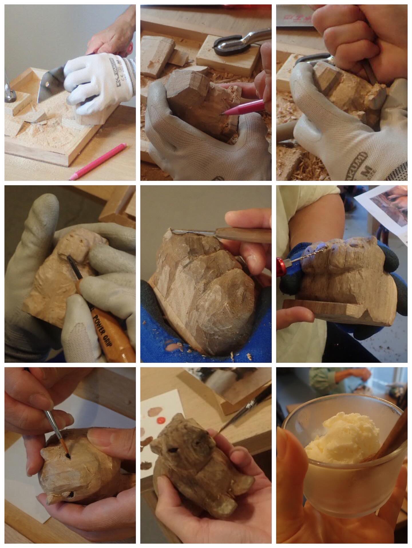 網代模様 木彫手文庫 在銘 日本彫 網代模様 木彫手文庫 在銘