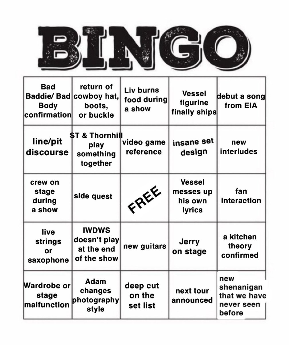 leave_not_liv's tweet image. Sleep Token’s US tour officially starts this week
what’s your tour bingo cards?