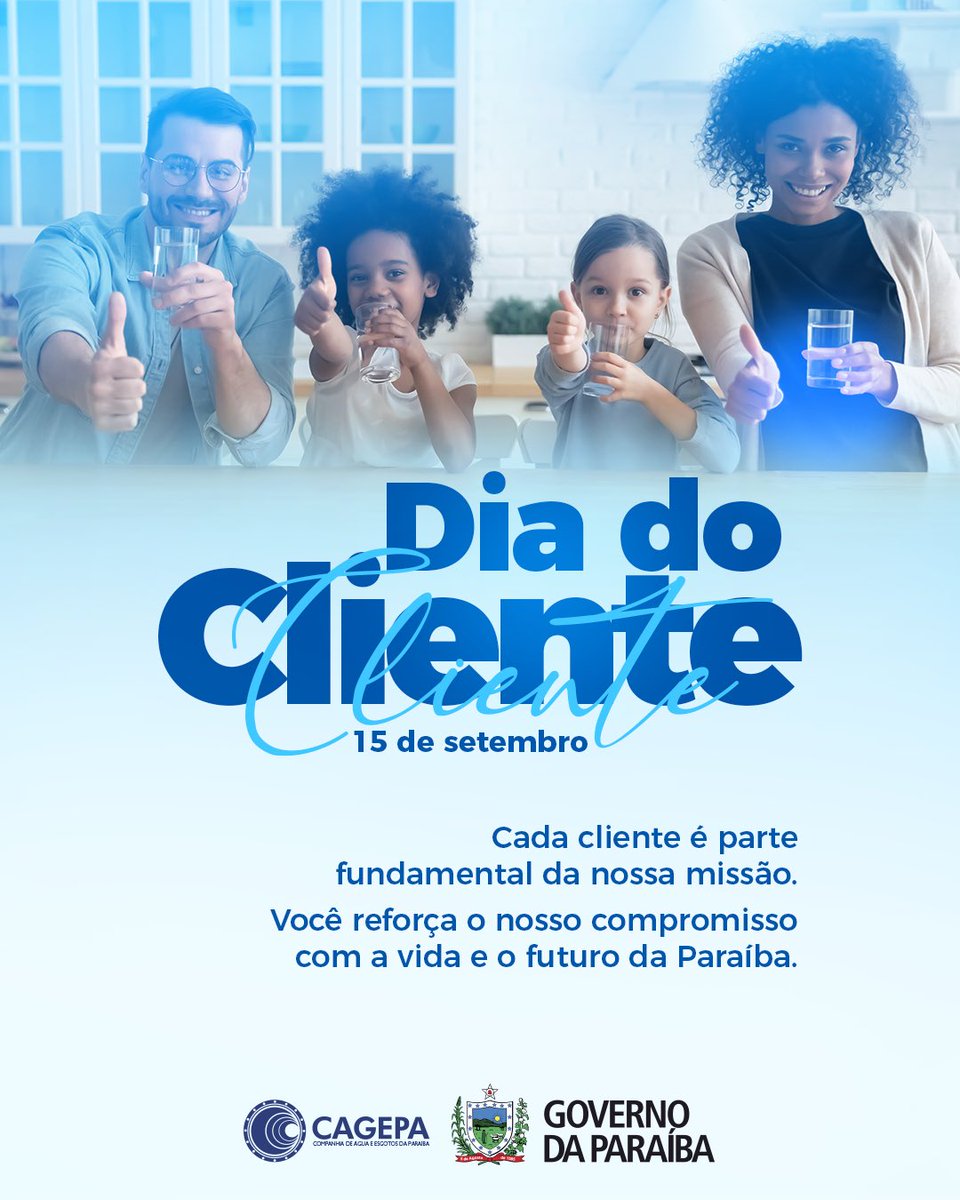 cagepagovpb's tweet image. 🤝 Dia de celebrar aqueles que são o nosso maior motivo de existir: você, cliente da Cagepa. Pra gente, cada cliente é parte fundamental da nossa missão.

💧 Juntos, construímos uma Paraíba mais forte, saudável e sustentável.

#Cagepa #DiaDoCliente #CompromissoComVocê