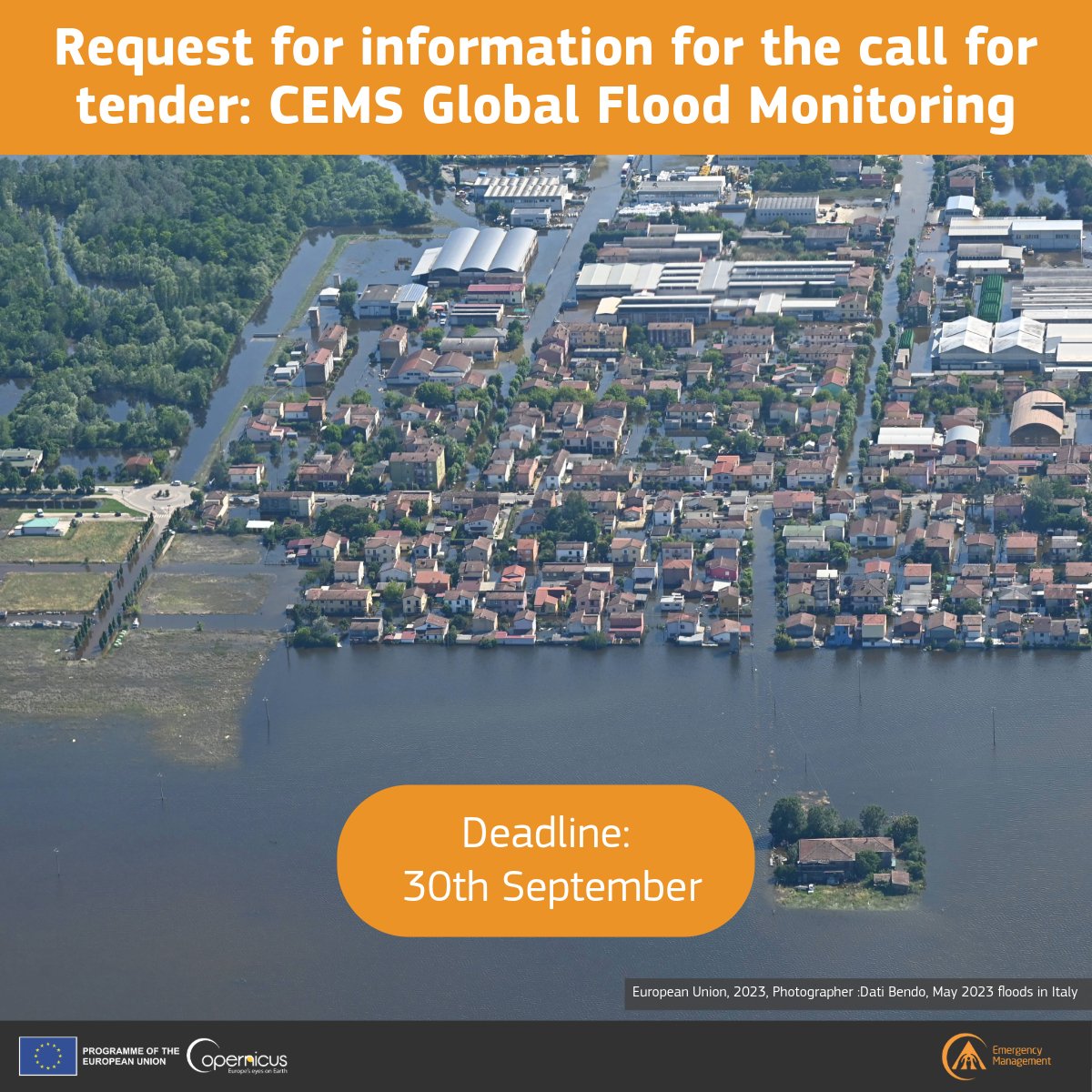 Copernicus EMS (@copernicusems) on Twitter photo ๐ The EU is preparing the next framework contract for the #GlobalFloodMonitoring product of #CopernicusEMS.
๐ข A market survey is open until 30 September to help shape the tender.
๐ Have your say: ec.europa.eu/eusurvey/runneโฆ
๐ More info: global-flood.emergency.copernicus.eu/news/216-markeโฆ ๐ The EU is preparing the next framework contract for the #GlobalFloodMonitoring product of #CopernicusEMS.
๐ข A market survey is open until 30 September to help shape the tender.
๐ Have your say: ec.europa.eu/eusurvey/runneโฆ
๐ More info: global-flood.emergency.copernicus.eu/news/216-markeโฆ