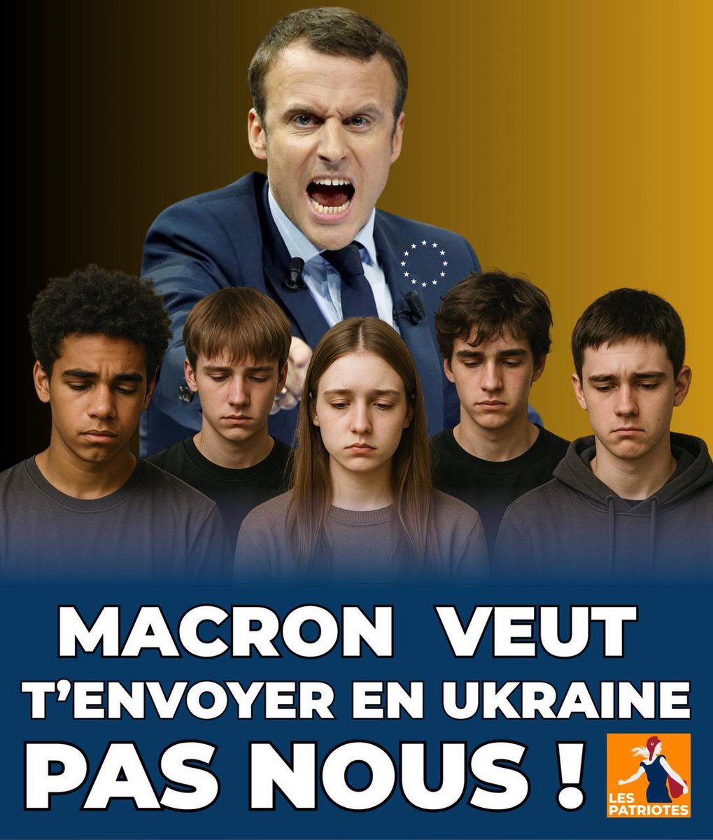 GUERRE ! ⤵️

Il y a un climat de plus en plus lourd, inquiétant, l’air est irrespirable même, à mesure que le pouvoir de Macron, Merz, Starmer et Von der Leyen se délite.

La seule porte de sortie de ces dirigeants illégitimes et détestés est la guerre contre la Russie. On le