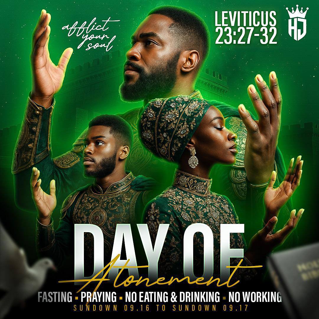 hebrews_journal's tweet image. Visit our website here 💻👨🏾‍💻🖥
🔴 solo.to/hebrewjournal
.……………………………………
The Day of Atonement is a blessing- a chance to afflict our souls and be forgiven of our transgressions.✨The children of Israel must keep this day: fast, pray, repent of sin, and seek His face