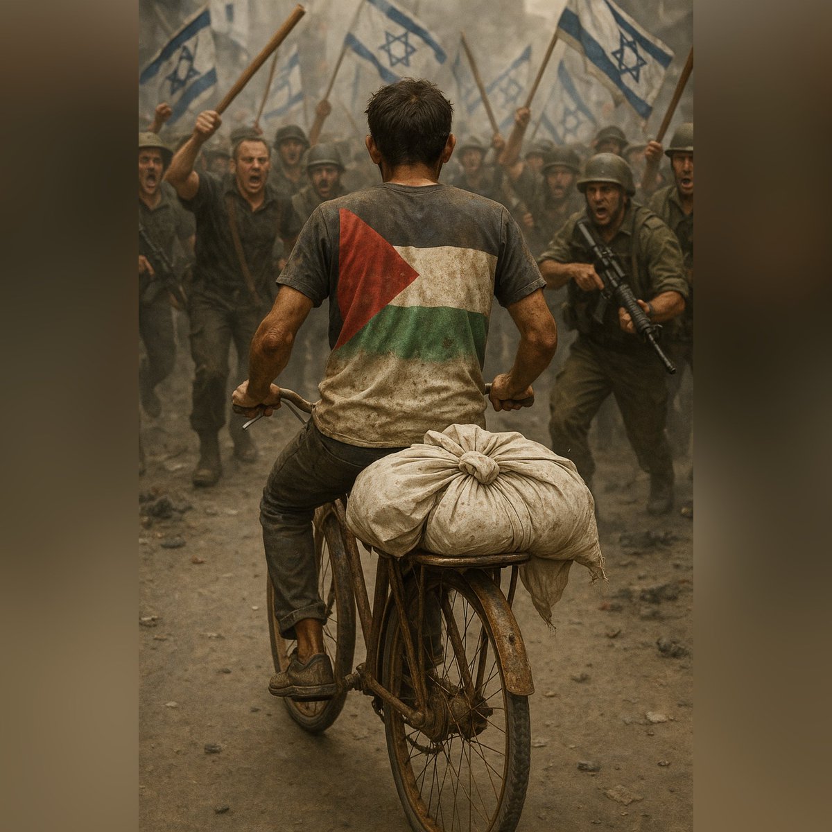 No es la Vuelta a España, tampoco la Vuelta a Palestina; no es una fotografía -el fotógrafo sería asesinado-. Es una ilustración de lo que sucede en Palestina: un hombre lleva el cuerpo asesinado de su hijo.
Etapa Vida-Genocidio. Estamos a tiempo de ganarla. <a href="/sanchezcastejon/">Pedro Sánchez</a>