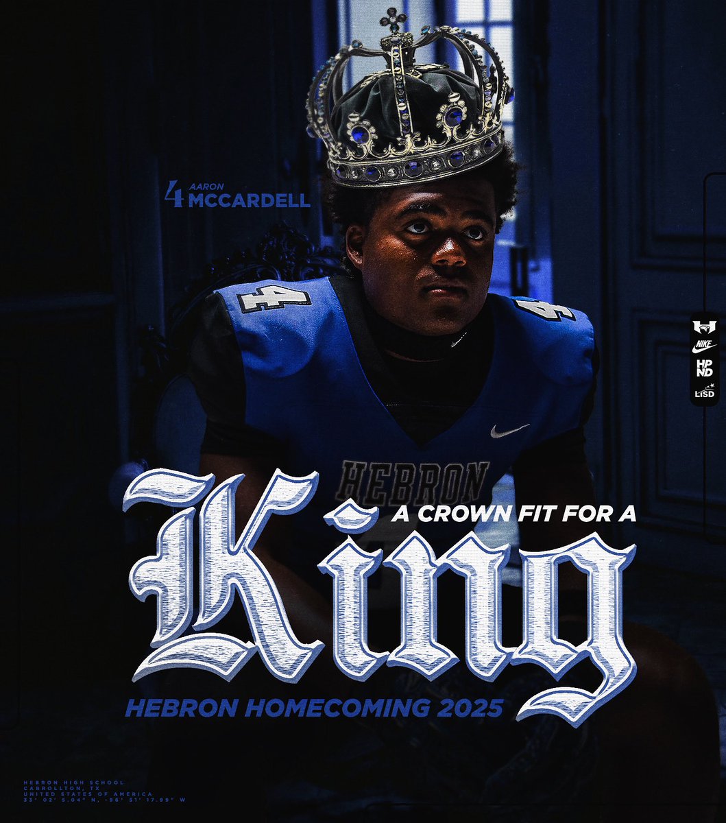 Your majesty! 👑 

Proud to celebrate one of our own being selected by his peers for 2025 Hebron Homecoming King! A much deserved honor and a true statement to Aaron McCardell’s leadership and care in the community, classroom and locker room!