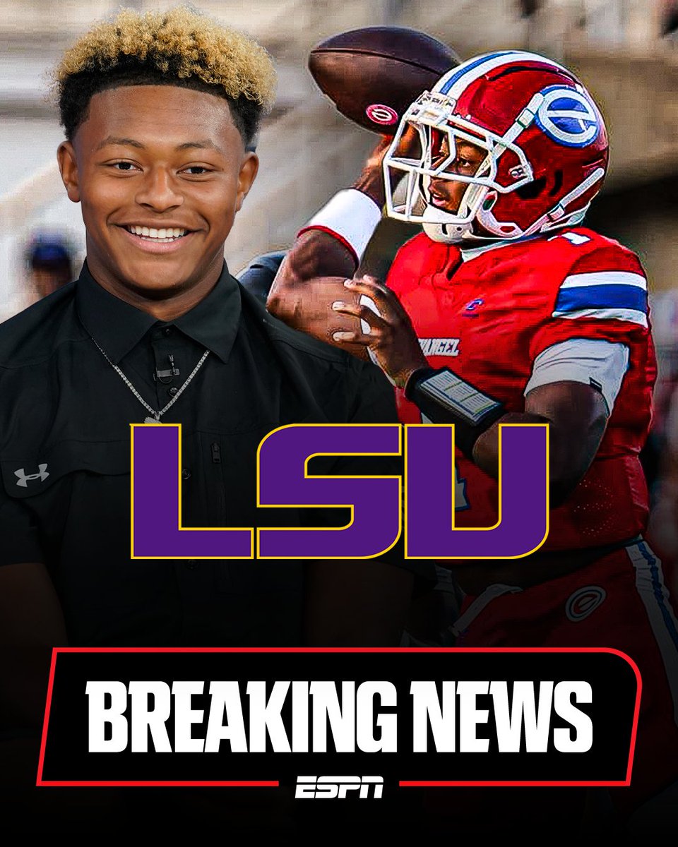 Breaking: Peyton Houston, the No.1 Pocket Passer QB in the SC NEXT 300 for the Class of 2027, has committed to LSU, he tells ESPN.