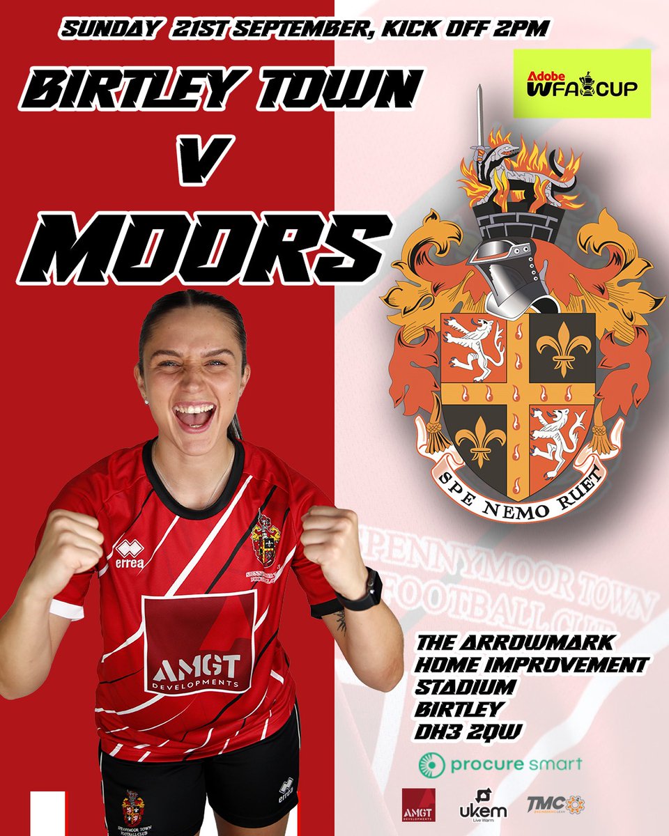 𝗙𝗔 𝗖𝗨𝗣 𝗪𝗘𝗘𝗞𝗘𝗡𝗗 🏆

This Sunday our attention turns to the <a href="/AdobeWFACup/">Adobe Women's FA Cup</a>.

🆚 <a href="/BirtleyLadies/">Birtley Town Ladies</a>
🗓️ Sun 21st Sept 
⚽ 2pm Kick Off 
📍The Arrowmark Home Improvement Stadium, Birtley, DH3 2QW

#moors