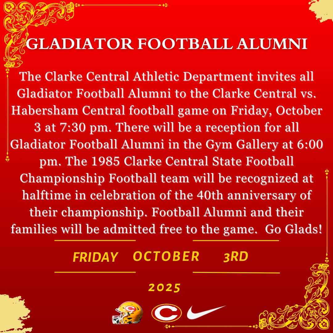 Gladiator Football Alumni Event 10/3!