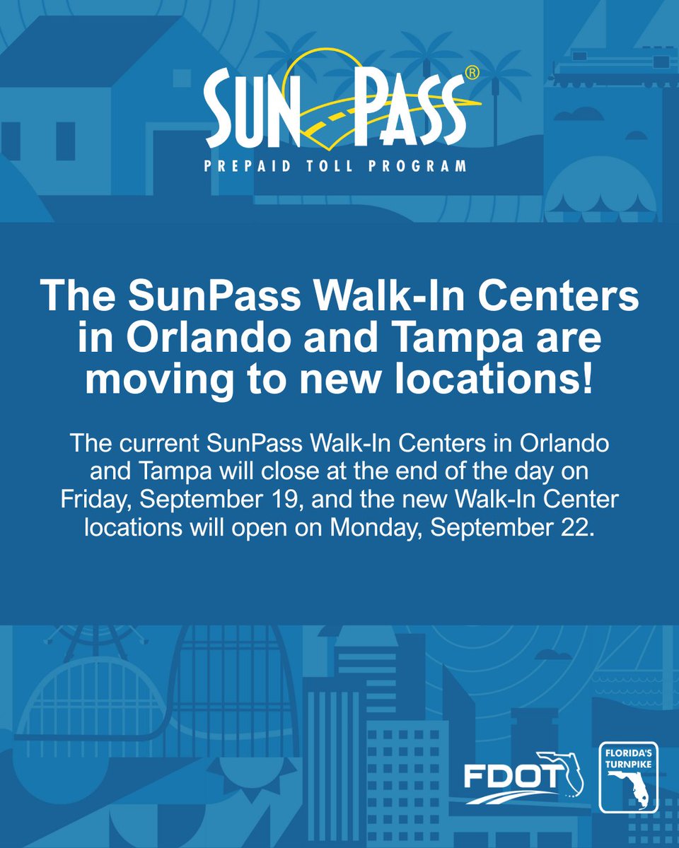 Our Orlando and Tampa walk-in centers are moving to NEW locations! The current centers will close at the end of the day on Friday, September 19, and the new centers will open on Monday, September 22.

Stay tuned for the new addresses and get ready for even better service!