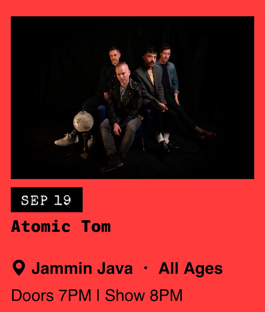 Atomic Tom (@atomictom) on Twitter photo DC area / NOVA friends — this Friday, Sep 19 we’ll be performing a special show at <a href="/jamminjava/">jamminjava</a> to celebrate the release of our new record!
It will be our only show in the DMV this year — so if you’re around, come out! We’d love to see ya! ❤️
Tickets: unionstagepresents.com/shows/atomic-t… DC area / NOVA friends — this Friday, Sep 19 we’ll be performing a special show at <a href="/jamminjava/">jamminjava</a> to celebrate the release of our new record!
It will be our only show in the DMV this year — so if you’re around, come out! We’d love to see ya! ❤️
Tickets: unionstagepresents.com/shows/atomic-t…