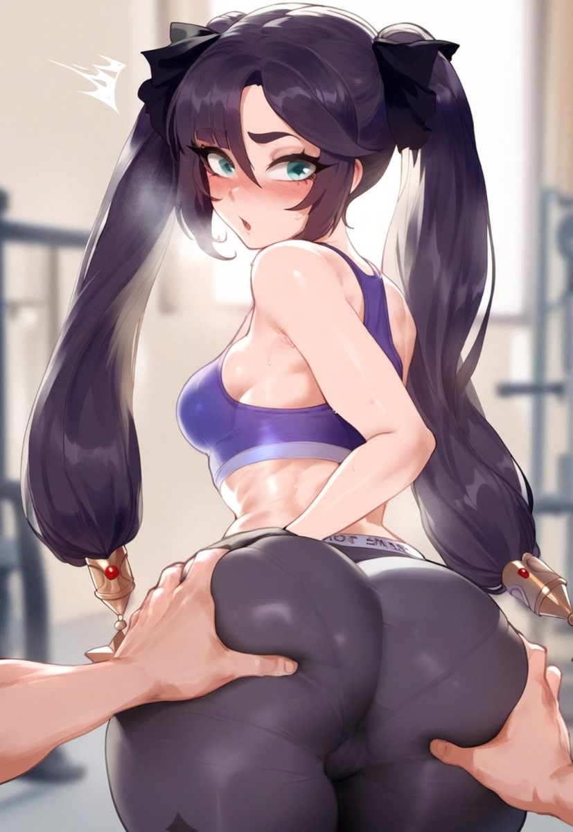 "Geesh as much as I like flaunting my fat ass you could at least wait till after I was done training to approach me like this, no? Besides I don't just let anyone touch my ass so you better have a good excuse!"