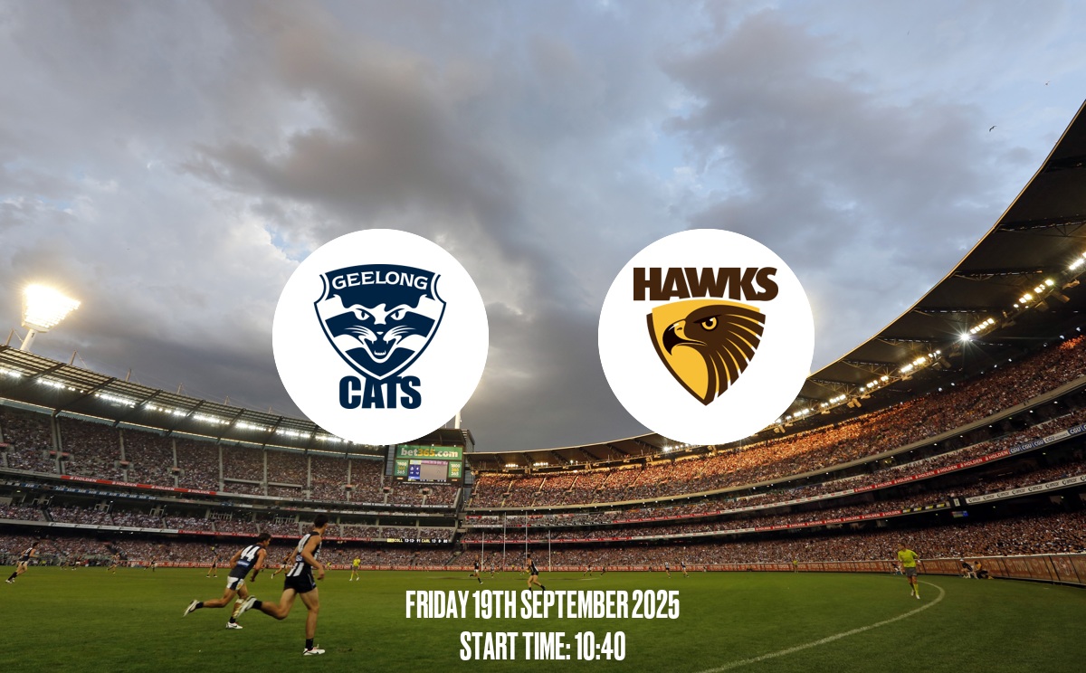 #AFL #premilinaryfinal this #Friday #morning at 10:40am. 

#GeelongCats v #HawthornHawks

#AFLCatsHawks 

Link in bio to book, or just join us on the day!