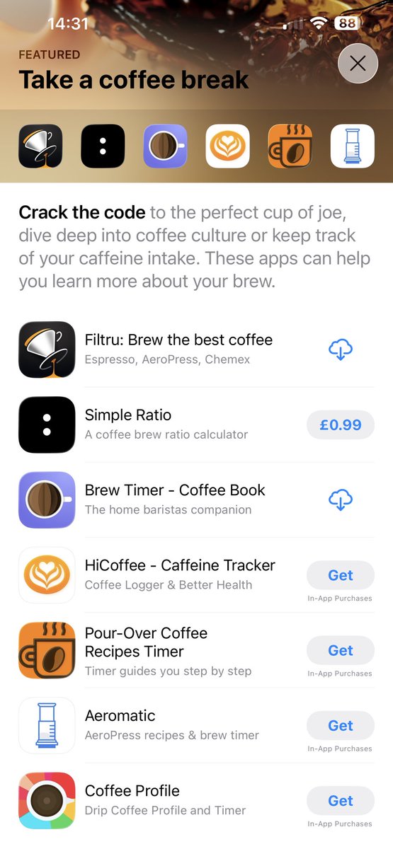 CodeByNick's tweet image. My beloved @CoffeeCupsApp missed off this App Store feature ☕️
We go again, more features, more ASO!