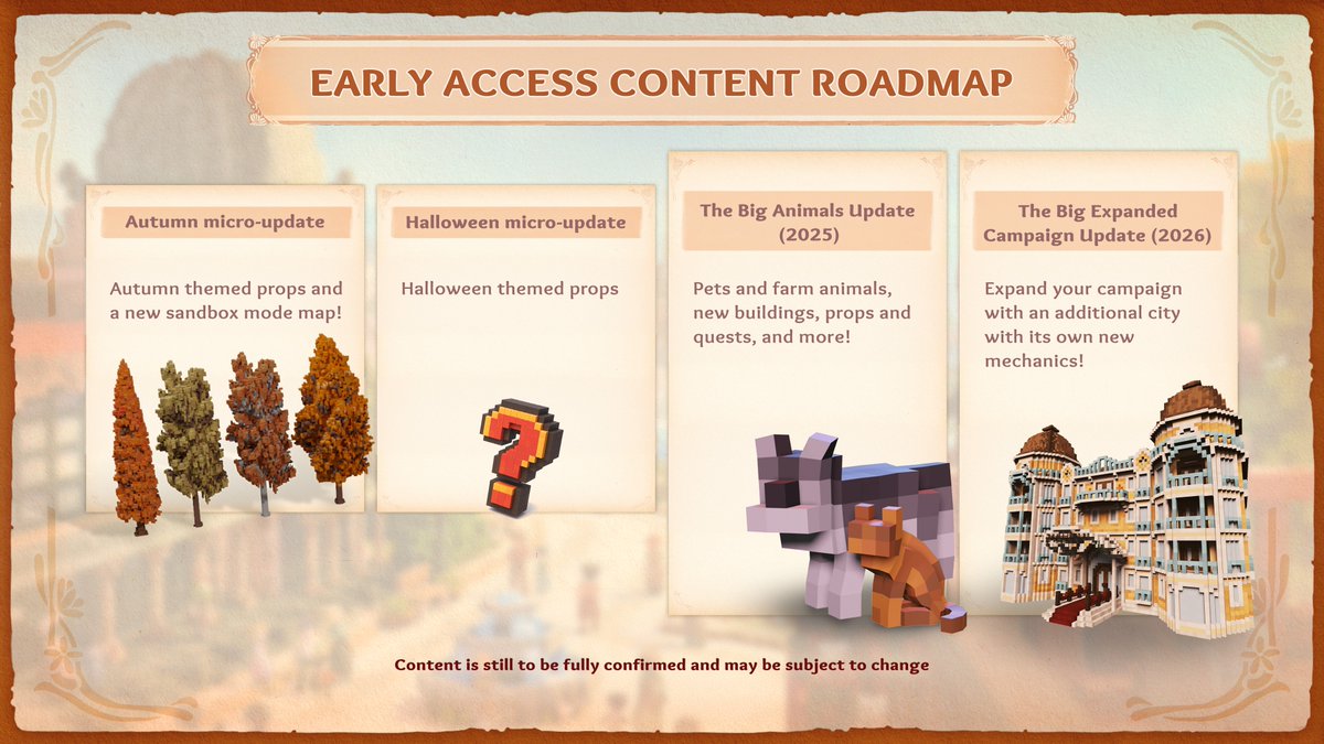 Greetings, citizens! 

Town to City releases in Early Access tomorrow 🙌 Check out our Early Access roadmap for more details on the updates we will be releasing during this period 💕

Wishlist Town to City now: bit.ly/40Yyh8I 🏡

#TowntoCity🏘️ 
#citybuilder #indiegames
