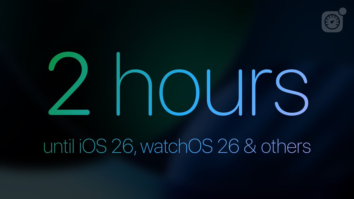 About 2 hours until iOS 26, iPadOS 26, watchOS 26, and more will be available!

iOS 26 supports iPhone 11 and later. If you plan to update, please make sure you have a sufficient amount of storage free.

#AppleEvent