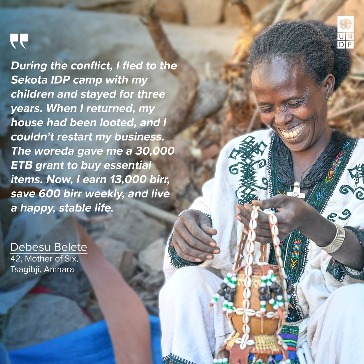 After years displaced, Debesu is back at work. With #PSF + local authority support (funded by <a href="/AA_stabilisiert/">🇩🇪 GER on Peace & Humanitarian Action</a> <a href="/JapanGov/">The Gov't of Japan</a> <a href="/DutchMFA/">Dutch Ministry of Foreign Affairs 🇳🇱</a>), she revived her baby sling business—earning, saving &amp; inspiring others.
Read the article 👉 shorturl.at/9qI7a