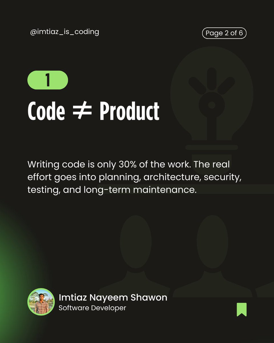 Imtiaz_Nayim's tweet image. Most non-technical founders think building software is just “coding features.” But the reality is, software development is way deeper than that.
#SaaSDevelopment #SoftwareEngineering #TechFounder #SaaSBuilder #IndieHackers #MVP #DeveloperLife #BuildInPublic #StartupTech