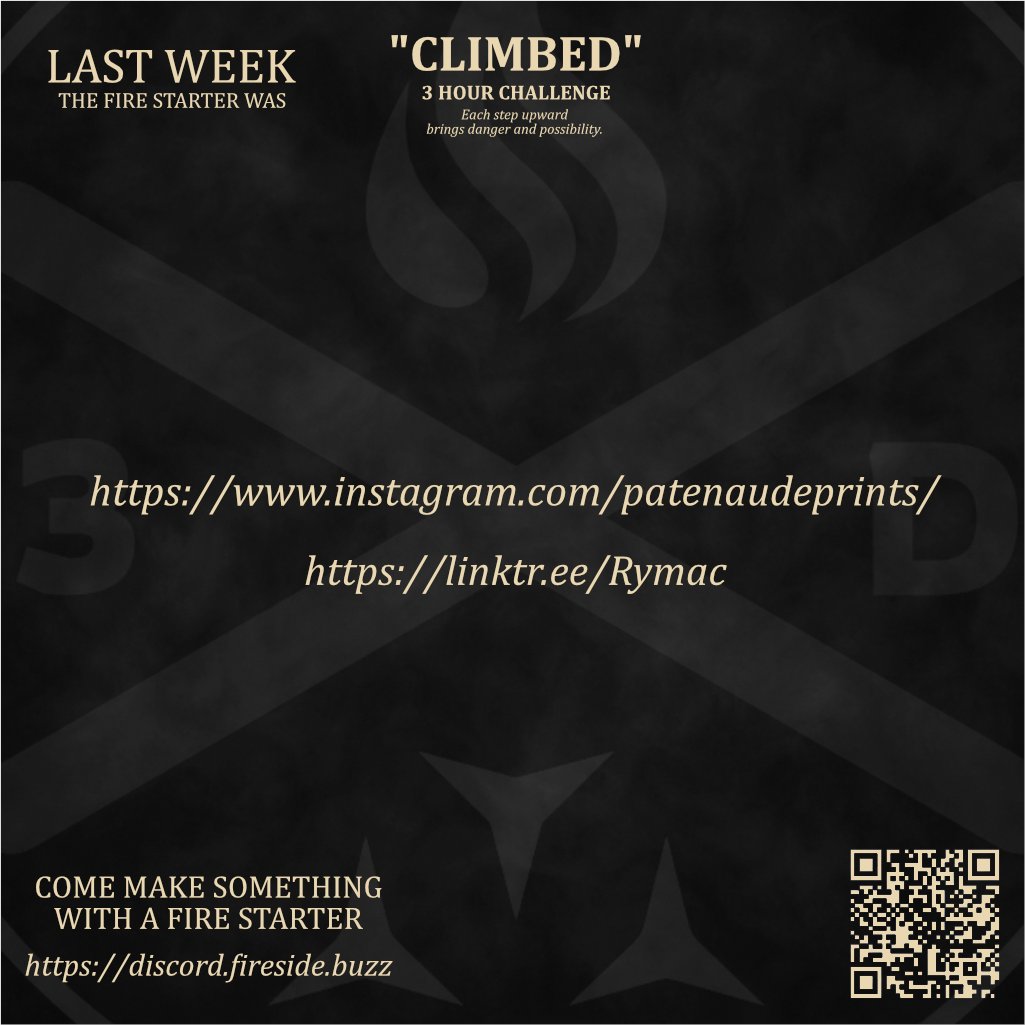 🔥 FIRESTARTER CHALLENGE — WEEK 11 🔥  
**Theme:** **COLLAPSED**

What does **collapsed** mean to you?

🎨 Create in your way: any medium accepted 

Share in &lt;#your-submission-channel&gt; or online with **#FirestarterChallenge**  
Challenge drops every Thursday — next one on Sep 25!