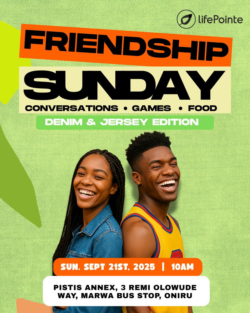 FRIENDSHIP SUNDAY is back and it’s bigger, better, and brighter! 🎉

Get ready for a Sunday like no other filled with conversations, games, food, and loads of laughter!
