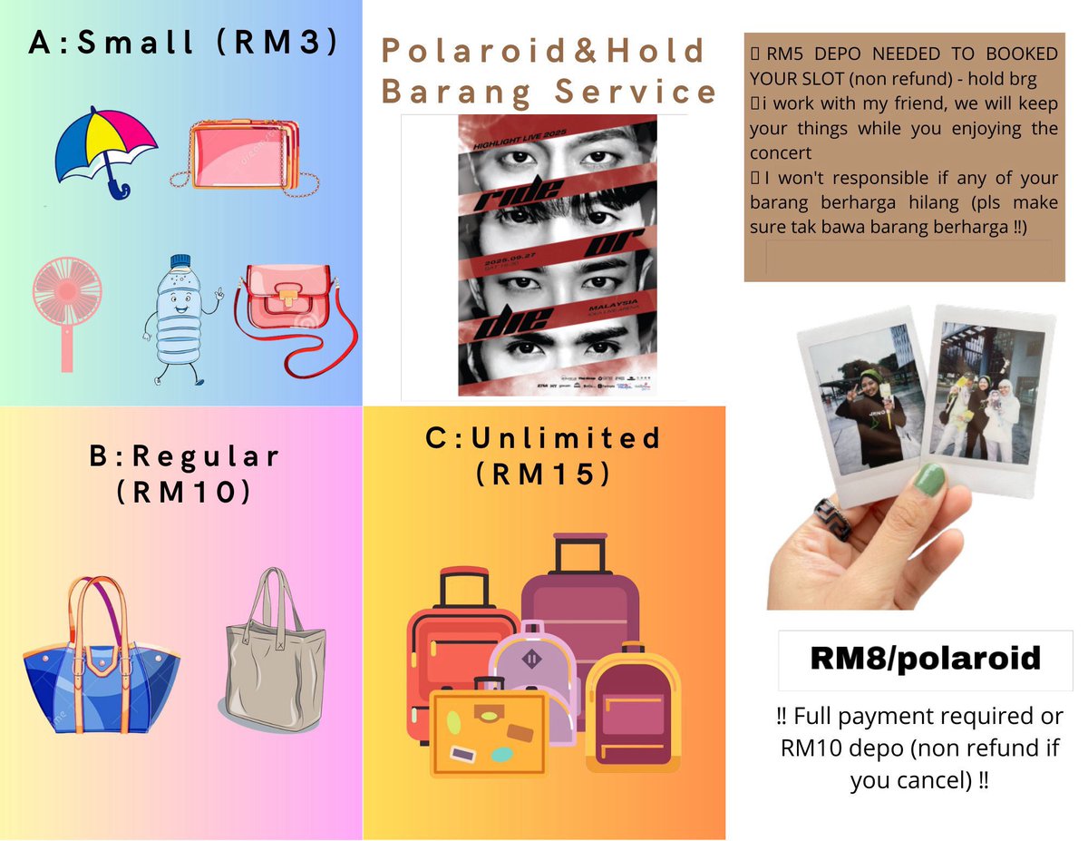deartime__'s tweet photo. Polaroid & Hold Item Services
💰 RM3 ≤
🌻 Experienced during #SeenFestivalinKL & #HELLOinKL
🌻 Dm me if interested
#HIGHLIGHTinKL #RIDEORDIEinKL #RIDE_OR_DIE_IN_KL
#HIGHLIGHT #하이라이트 #BEASTinKL
#HIGHLIGHTinMY https://t.co/en9lzuouPs