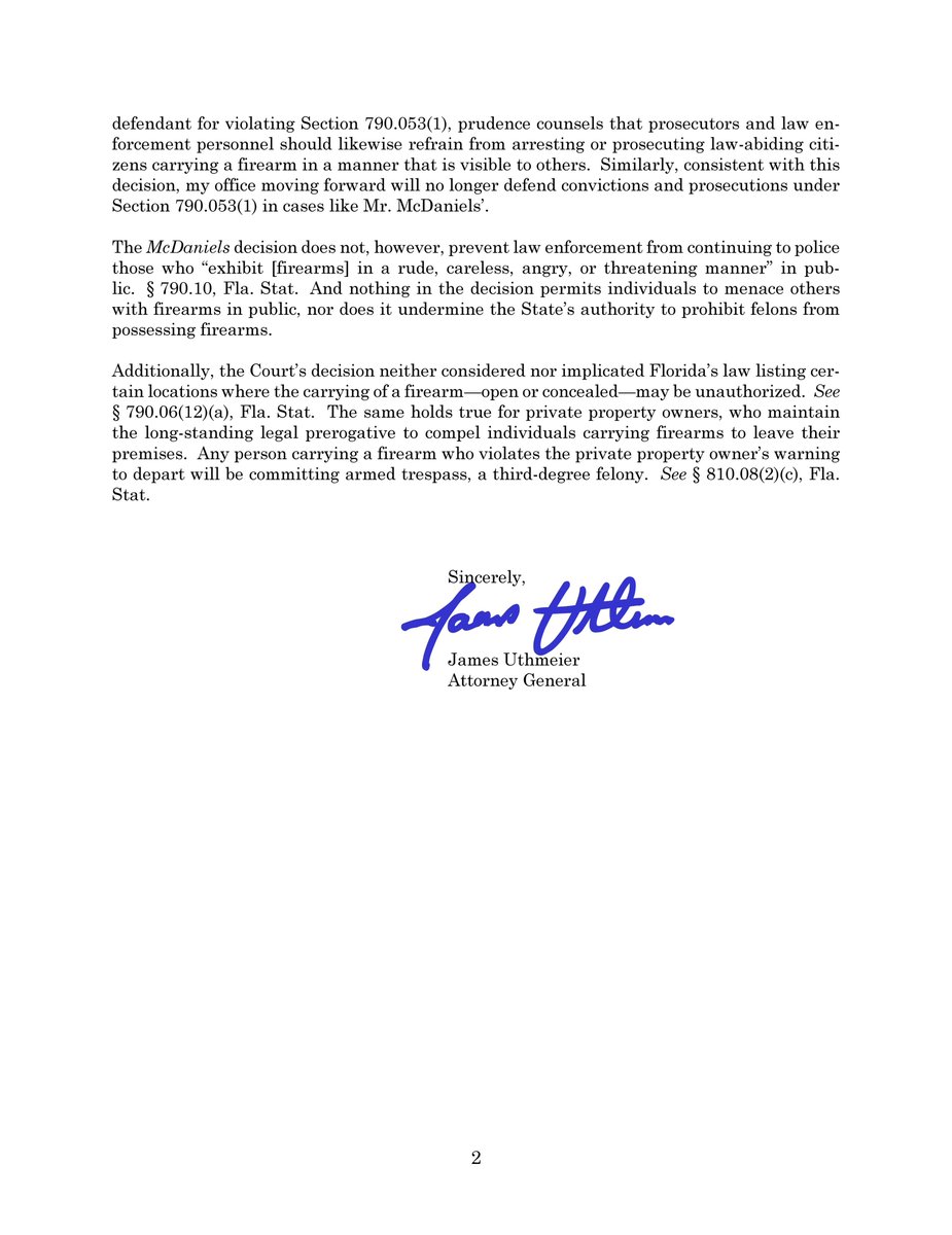 FLVoiceNews's tweet image. BREAKING: Open carry is the law of the state of Florida, officially