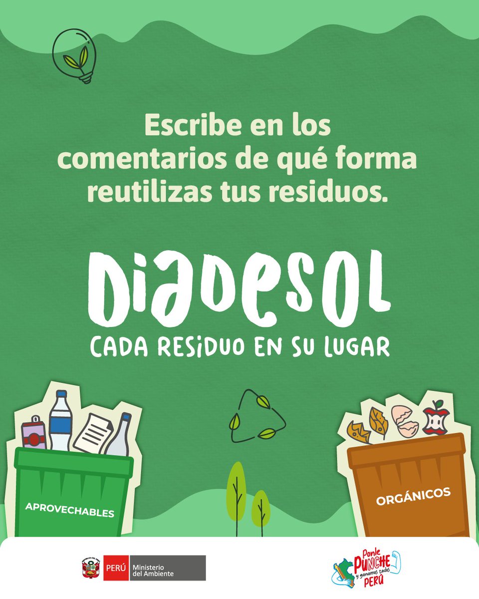 MinamPeru's tweet photo. ¿Reciclar es lo mismo que reutilizar? ♻️🔄

¡No! 👉 Descubre la diferencia.
🙌 Juntos podemos reducir residuos y cuidar nuestro ambiente.
Cada residuo en su lugar 🗑️✅ #DIADESOL https://t.co/byv50kgGPE